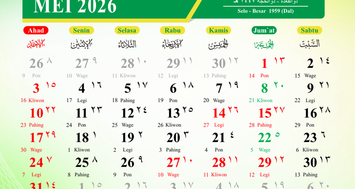 Daftar Libur Mei 2026: Catat Tanggalnya Rencanakan Liburanmu!
